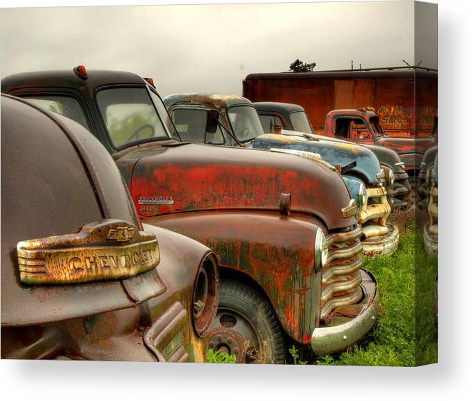 Chevrolet Trucks Canvas Print featuring the photograph The Line Up 2 by Thomas Young