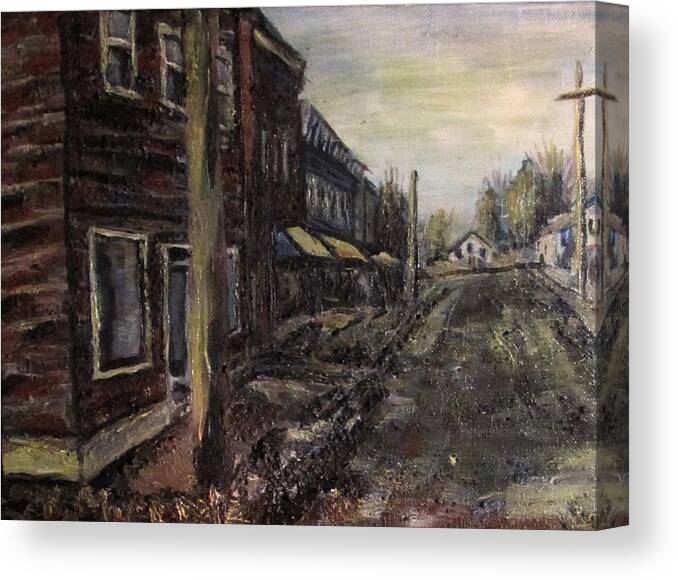 Townscape Canvas Print featuring the painting The Old Apartment by the Tick Tock by Denny Morreale