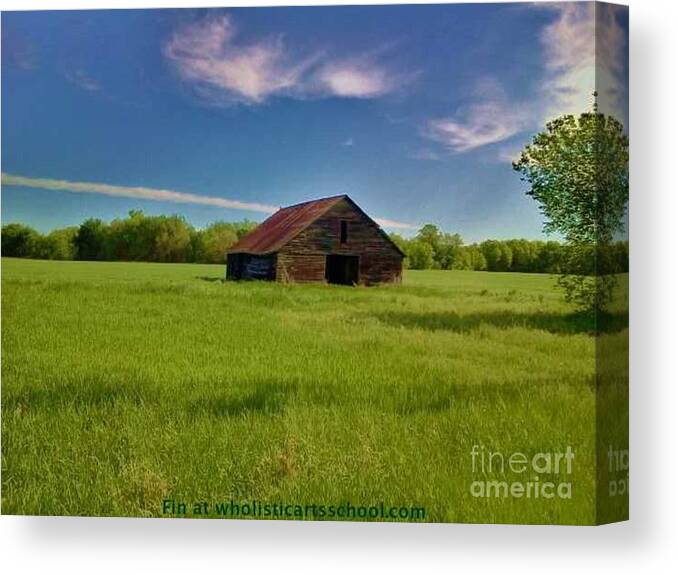 The Old Barn Canvas Print featuring the photograph The Old Barn On Treaty Road by PainterArtist FIN