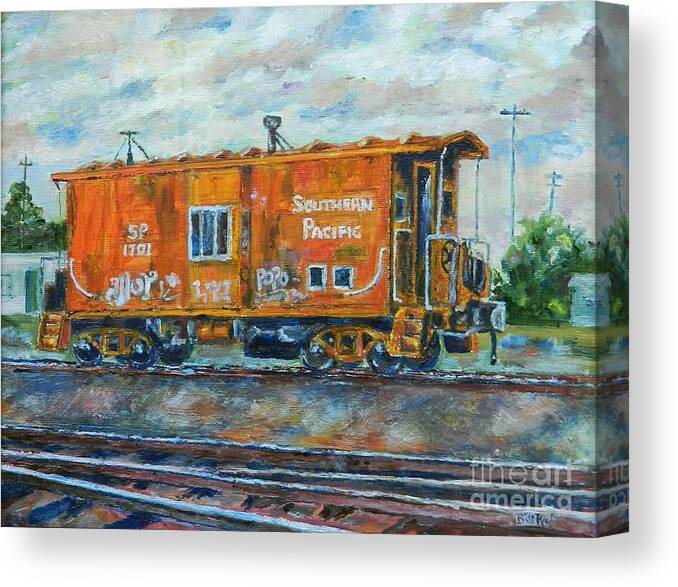 Train Canvas Print featuring the painting The Old Caboose by William Reed