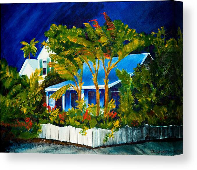 Night Sky Canvas Print featuring the painting The Old Conch House by Phyllis London