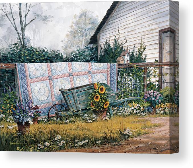 Michael Humphries Canvas Print featuring the painting The Old Quilt by Michael Humphries