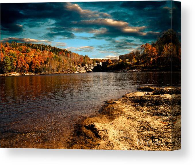 Clouds Canvas Print featuring the photograph The Pool Below Upper Falls Rumford Maine by Bob Orsillo