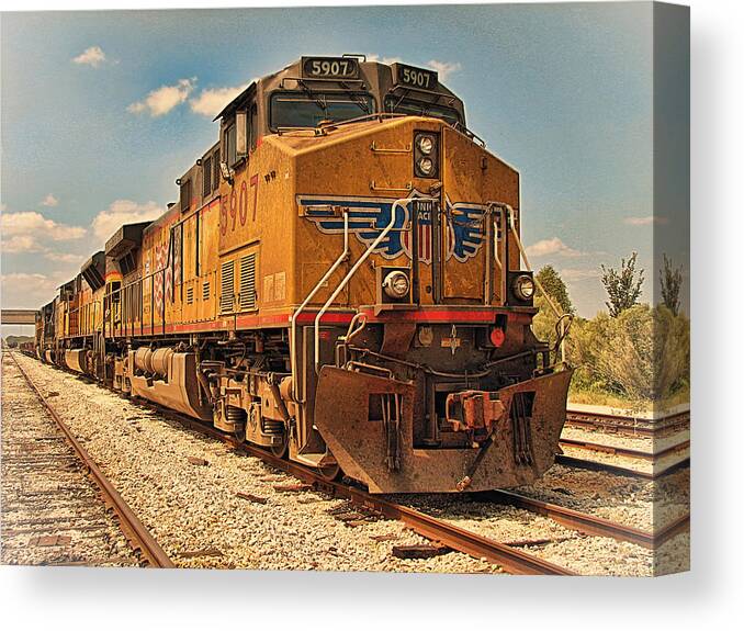 Train Canvas Print featuring the photograph The Powerhouse by Wendy J St Christopher