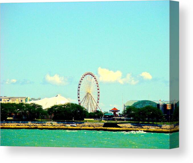 Lake Front Canvas Print featuring the photograph The Promise Of A Ferris Wheel by Lori Strock