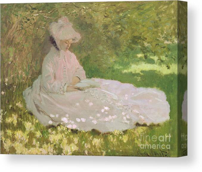 The Reader Canvas Print featuring the painting The Reader by Claude Monet