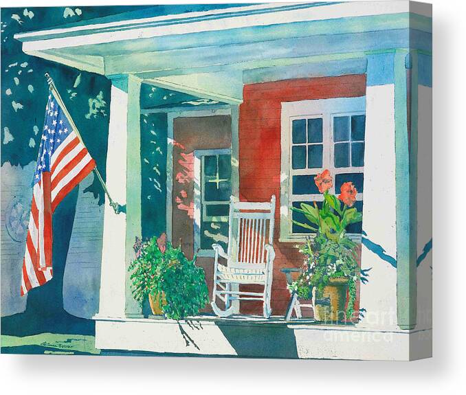 Pentwater Canvas Print featuring the painting The Red Cottage by LeAnne Sowa