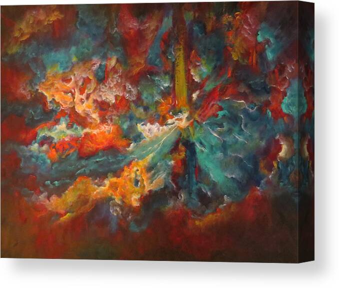 Abstract Canvas Print featuring the painting The Source by Soraya Silvestri