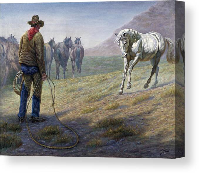 Gregory Perillo Canvas Print featuring the painting The Standoff by Gregory Perillo