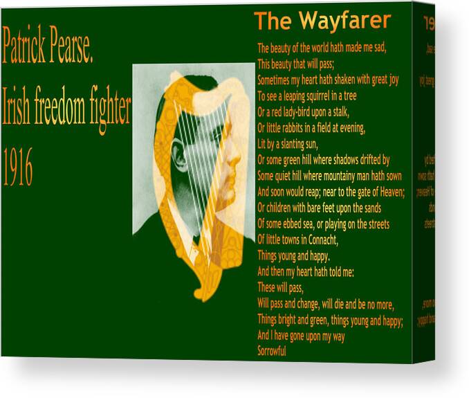Patrick Pearse Canvas Print featuring the digital art The Wayfarer by Conor Murphy