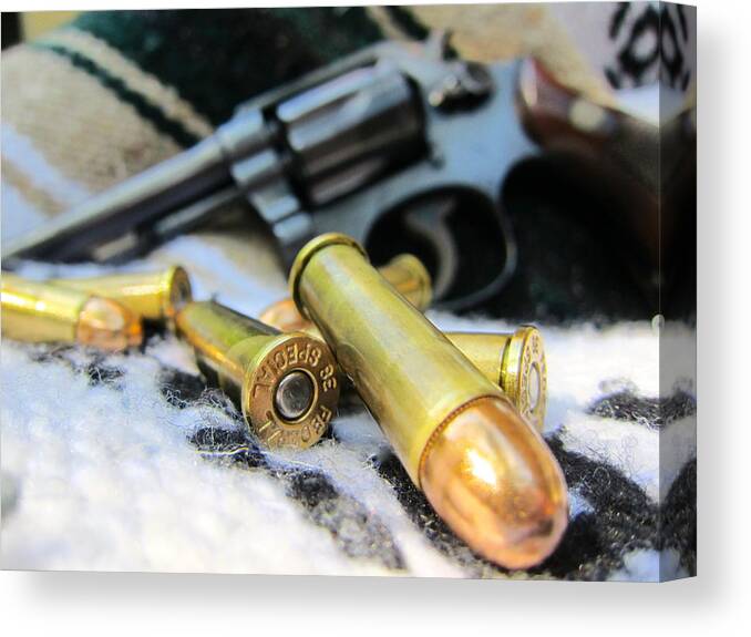 Pistol Canvas Print featuring the photograph This one's for you. by Alan Metzger
