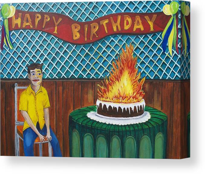 Circus Canvas Print featuring the painting Tillies Last Birthday Party by Patricia Arroyo