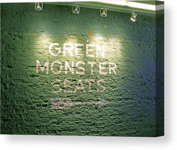 Sign Canvas Print featuring the photograph To the Green Monster Seats by Barbara McDevitt