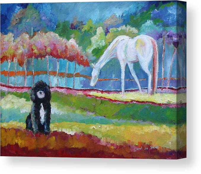 Dog Canvas Print featuring the painting Toby The Poodle by Carol Jo Smidt