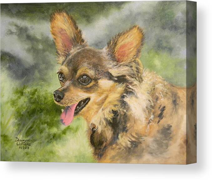 Dog Canvas Print featuring the painting Torry by Duwayne Williams