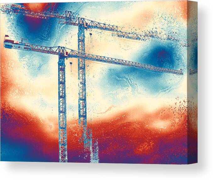 Tower Crane Canvas Print featuring the photograph Towering 3 by Wendy J St Christopher