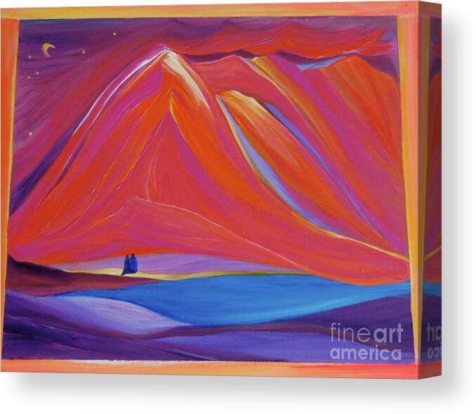 Mountains Canvas Print featuring the painting Travelers Pink Mountains by First Star Art