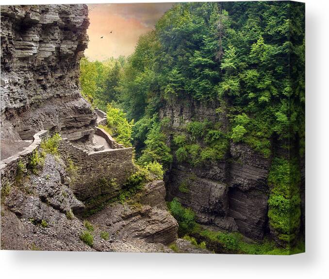 Robert Treman State Park Canvas Print featuring the photograph Treman Trail by Jessica Jenney