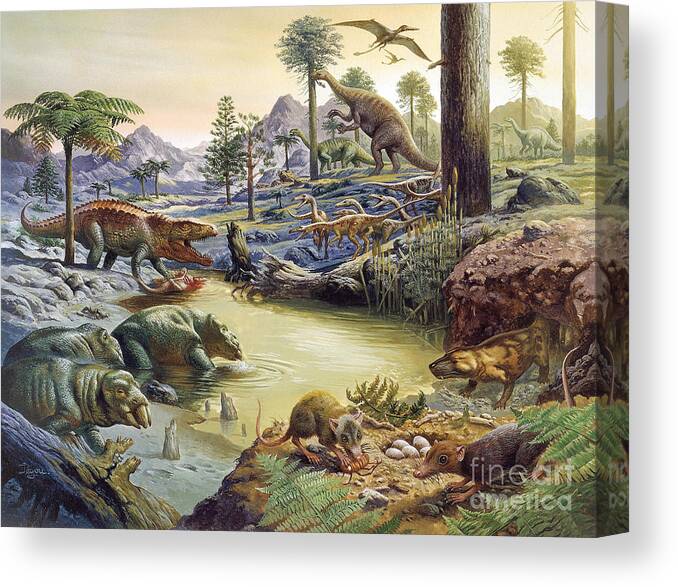 Illustration Canvas Print featuring the photograph Triassic Landscape by Publiphoto