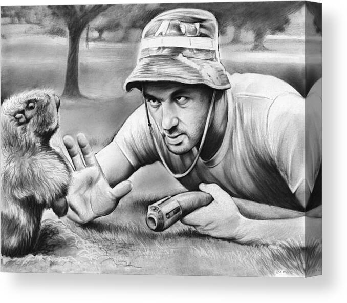 Caddyshack Canvas Print featuring the drawing Tribute to Caddyshack by Greg Joens