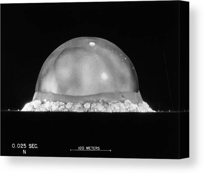 Science Canvas Print featuring the photograph Trinity Test, 0.025 Seconds by Science Source