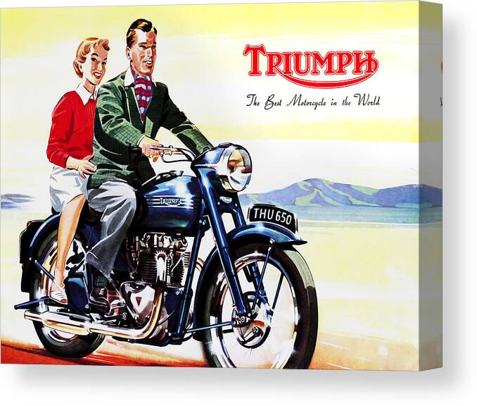 Vintage Motorcycle Canvas Print featuring the photograph Triumph 1953 by Mark Rogan