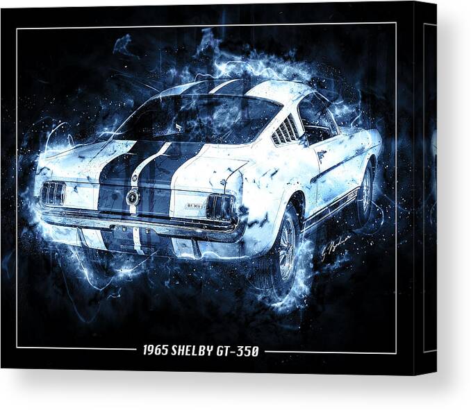 Mustang Canvas Print featuring the digital art Blue Lightening by Gary Bodnar