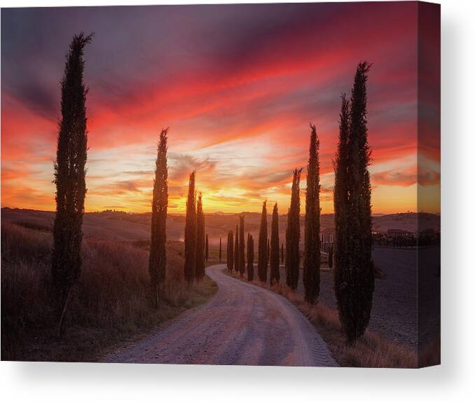 Tuscany Canvas Print featuring the photograph Tuscany Sunset by Rostovskiy Anton