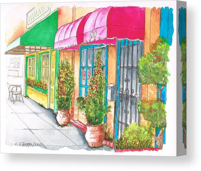 Nature Canvas Print featuring the painting Two stores in Riverside Ave - Toluca Lake - California by Carlos G Groppa