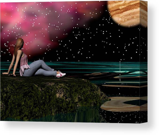 Alien Worlds Canvas Print featuring the digital art Under Stary Skies by Michele Wilson