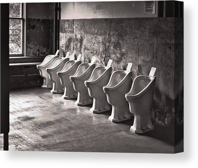 Urinals Canvas Print featuring the photograph Urinals by Jessica Levant
