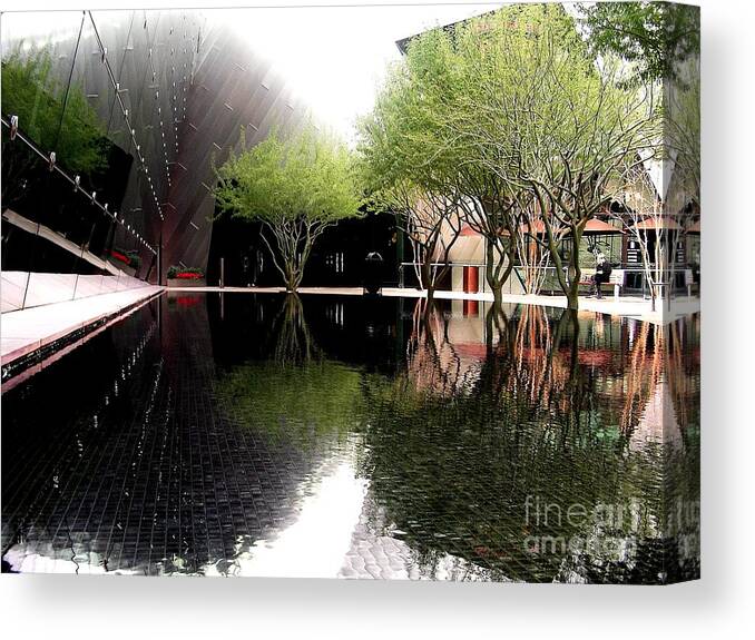 Las Vegas Canvas Print featuring the painting Vegas Reflections by Tom Riggs