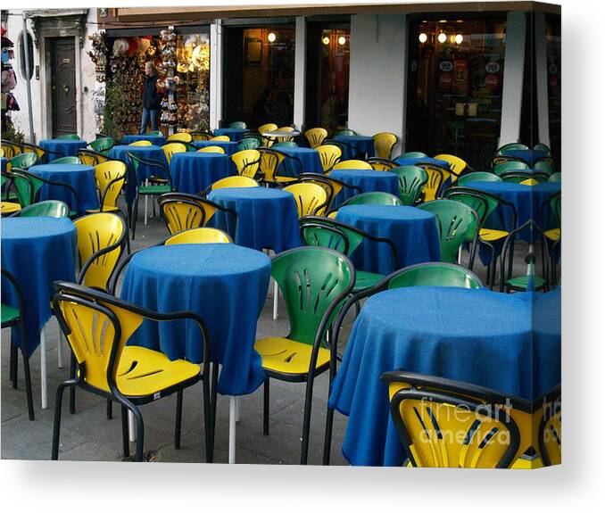 Venitian Cafe Canvas Print featuring the photograph Venetian Cafe by Robin Pedrero