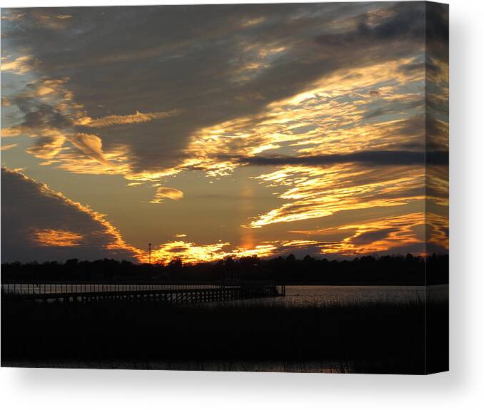 Sun Canvas Print featuring the photograph View At The Pier by Joetta Beauford