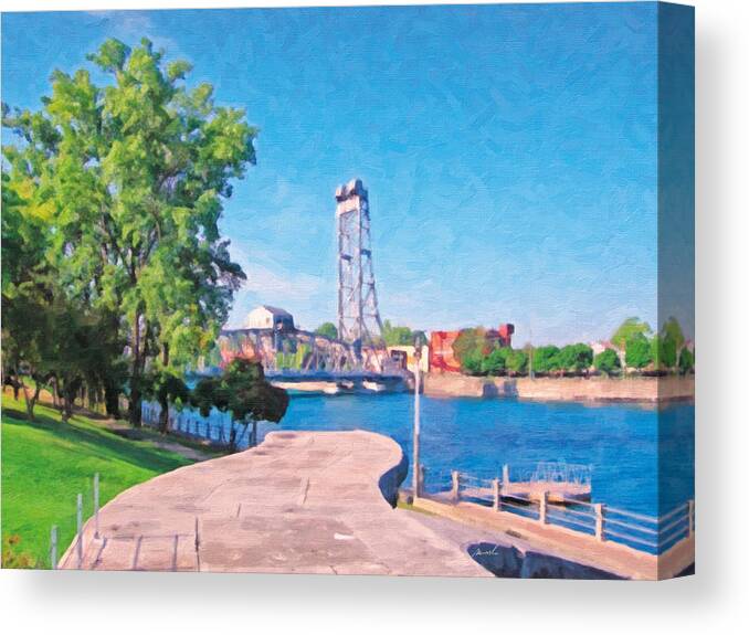 Welland Ship Canal Canvas Print featuring the painting Viewing Platform by The Art of Marsha Charlebois