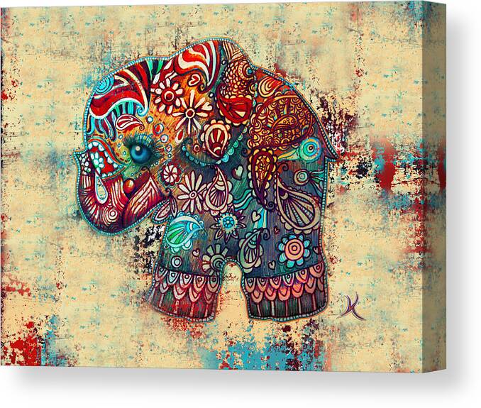Elephant Mask Canvas Print featuring the painting Vintage Elephant by Karin Taylor