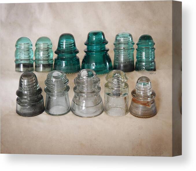 Vintage Glass Canvas Print featuring the photograph Vintage Glass Insulators by Phil Perkins