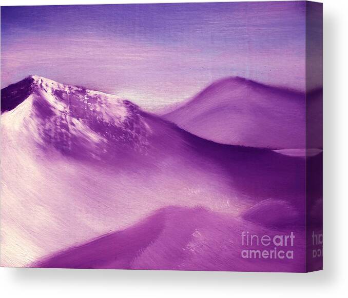 Hill Canvas Print featuring the painting Violet hills by Andreas Berheide