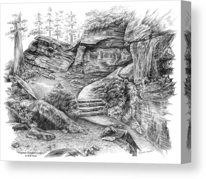 Cuyahoga Valley Canvas Print featuring the drawing Virginia Kendall Ledges - Cuyahoga Valley National Park by Kelli Swan