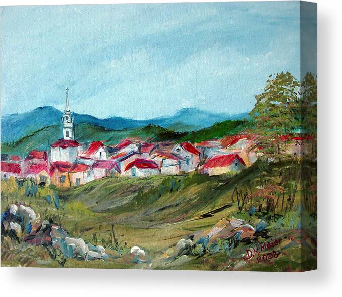 Village Canvas Print featuring the painting Vladeni Ardeal - Village in Transylvania by Dorothy Maier