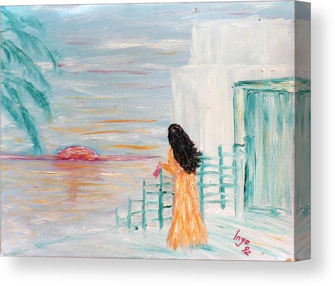 Impressionism Canvas Print featuring the painting Waiting by Inge Lewis