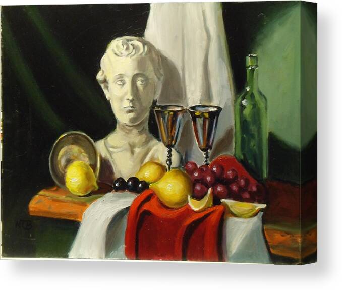 Still Life Canvas Print featuring the painting Waiting Patiently by Nicolas Bouteneff