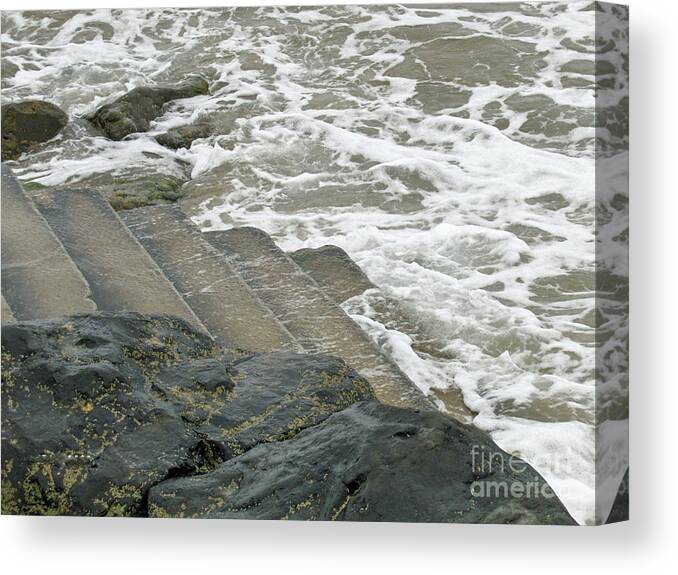 Sea Canvas Print featuring the photograph Watch your Step by Brenda Brown