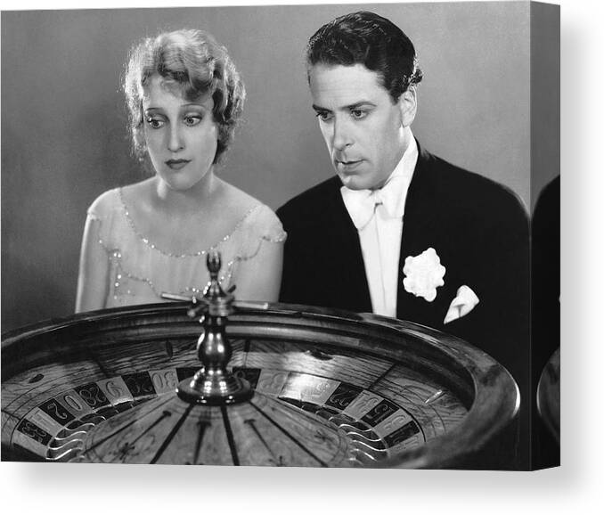 1035-969 Canvas Print featuring the photograph Watching The Roulette Wheel by Underwood Archives
