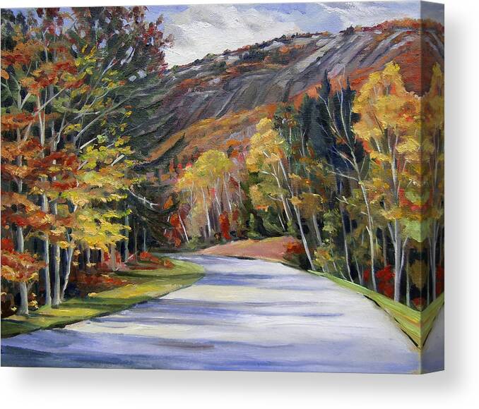 White Mountain Art Canvas Print featuring the painting Waterville Road New Hampshire by Nancy Griswold