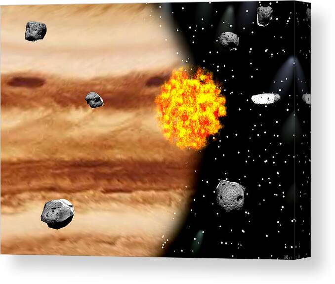 Space Canvas Print featuring the digital art When Worlds Collide by Michele Wilson