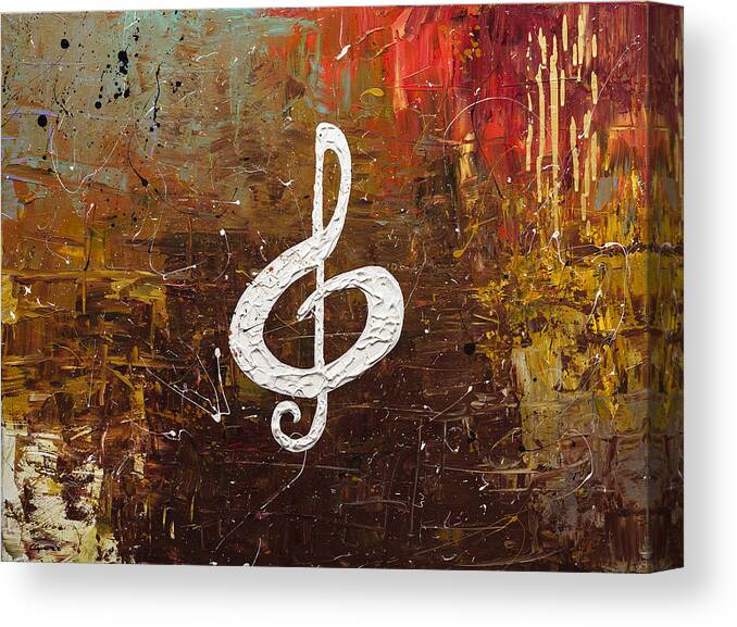Music Abstract Art Canvas Print featuring the painting White Clef by Carmen Guedez