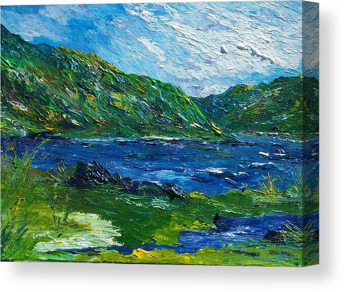 Ireland Canvas Print featuring the painting White water in Kenmare Kerry by Conor Murphy