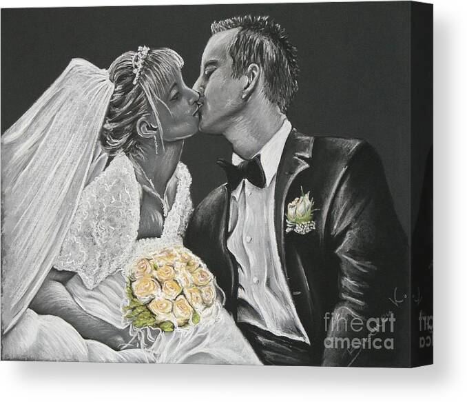Marriage Canvas Print featuring the pastel White Wedding by Katharina Bruenen