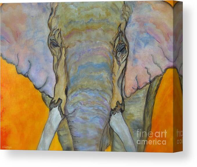 Elephant Canvas Print featuring the painting Wind and Fire - Fine Art Painting by Ella Kaye Dickey